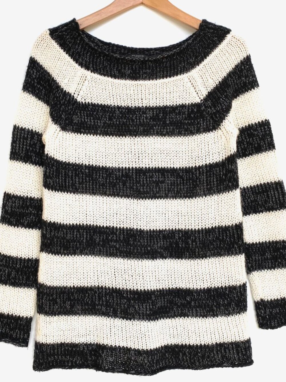 Ann Taylor Black White Striped Wool Mohair Sweater MP